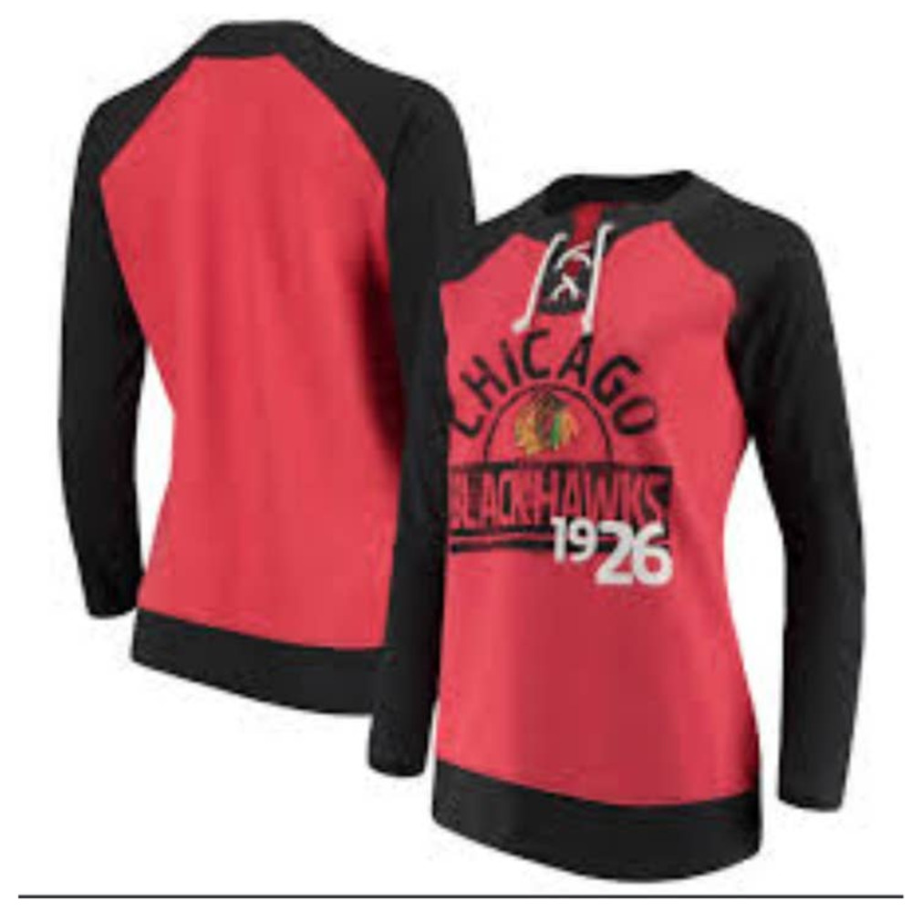 NHL Womens Top Chicago Blackhawks 1926 Pullover Shirt Lace Up Hockey Size M